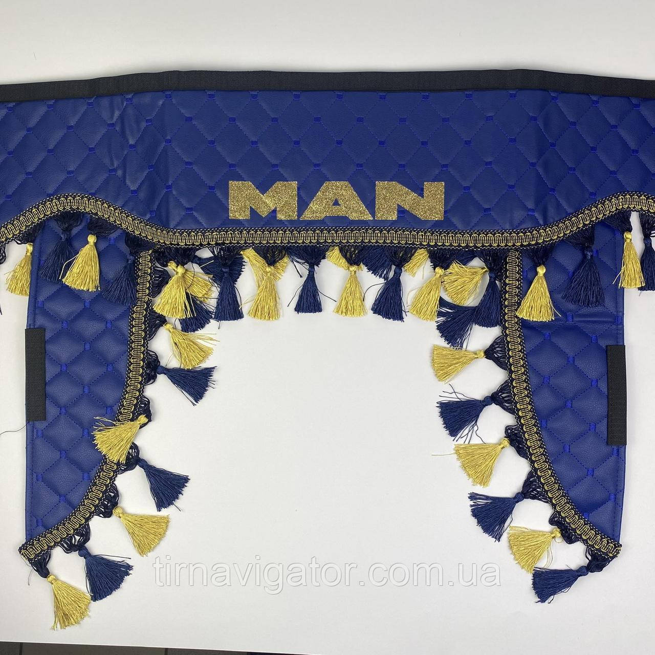 Шторка MAN синя еко-шкіра з куточками, фото 1