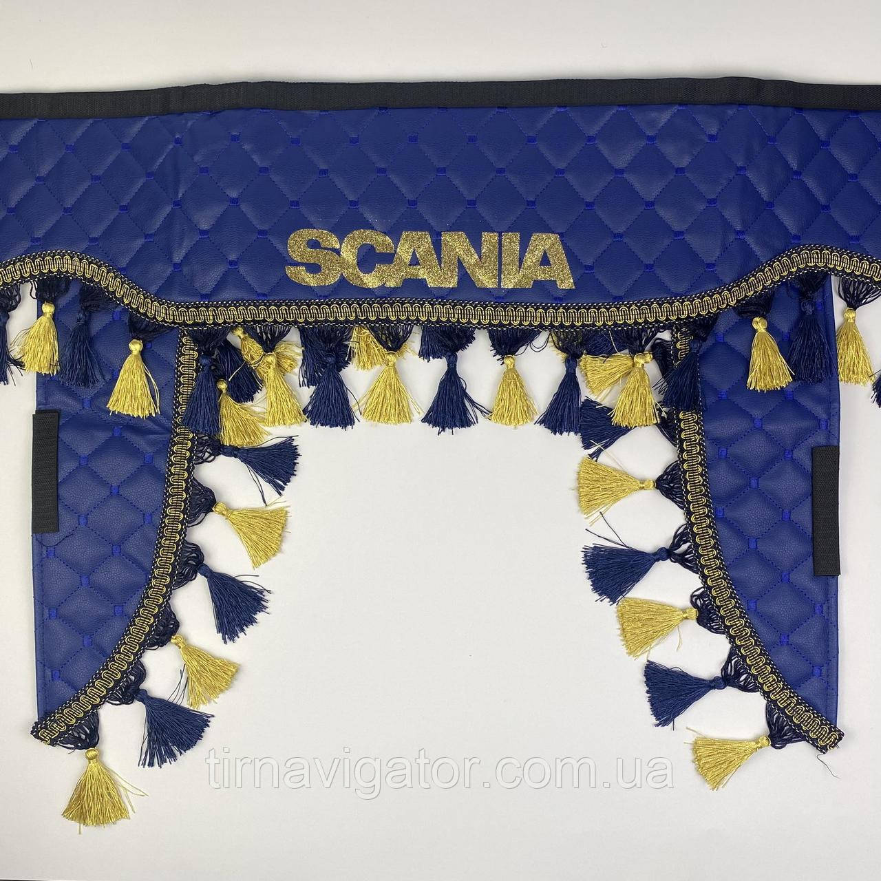 Шторка SCANIA синя еко-шкіра з куточками