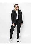 Черный женский брючный костюм на каждый день с пиджаком и брюками размер 48-58
