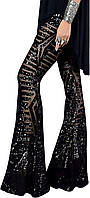 Black X-Large BLENCOT брюки с пайетками для женщин с высокой талией клеш блестящие широкие брюки палаццо
