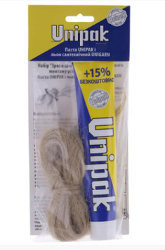 Набір ущільнювальний "Зроби сам" (паста Unipak 65 м / льон сантехніч.13 г) (UP0581)