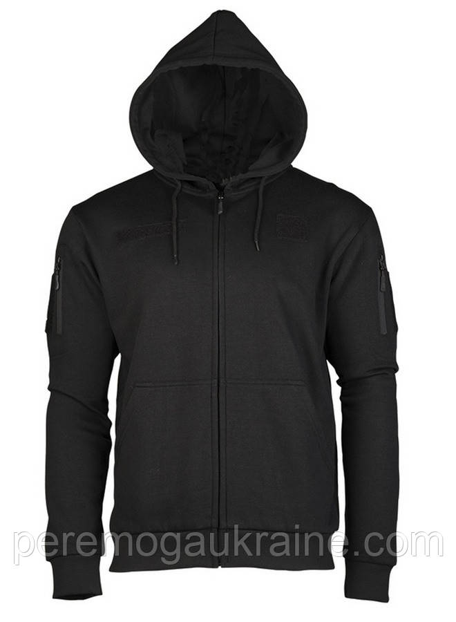 Реглан тактичний з капюшоном на блискавці mil-tec 11472002 TACTICAL HOODIE black