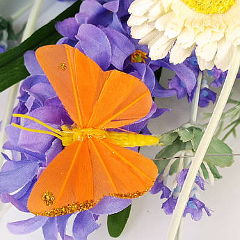 Декоративний метелик 4 см перовий, помаранчевий