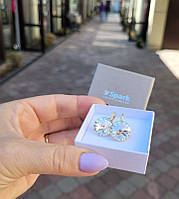 Позолоченные сережки 14мм фирмы Спарк с кристаллами Сваровски