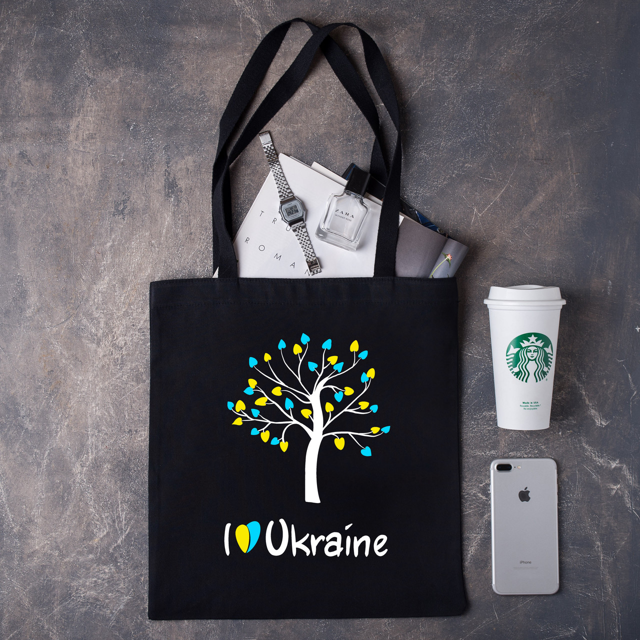 Шоппер прикольний з  картинкою "I 🤍 Ukraine ", фото 1
