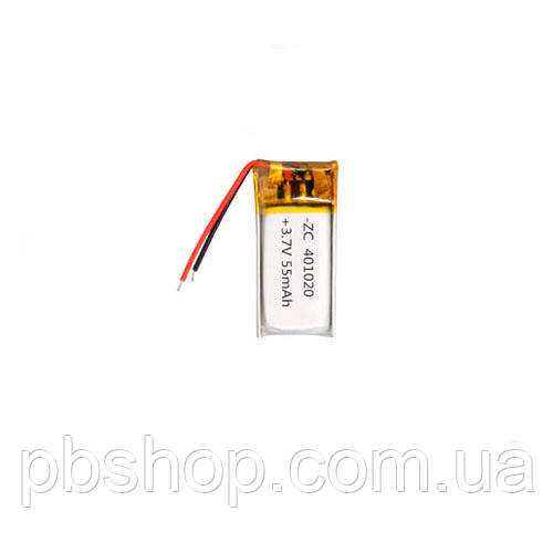 Акумулятор 401020 Li-pol 3.7В 55мАг для MP3 Bluetooth навушників гарнітур