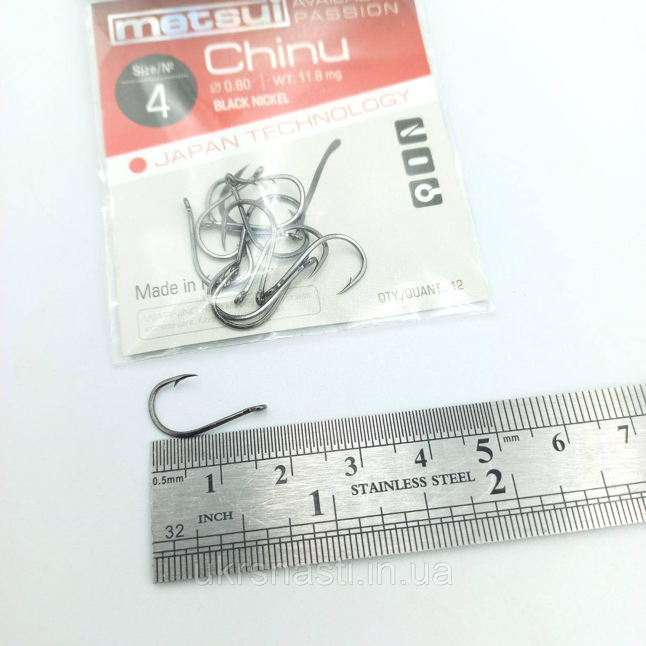 Рибальські гачки розмір 4 Metsui CHINU колір bln пак. 12 шт Крючки на карася, фото 1