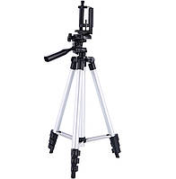 Штатив Tripod для смартфона, экшн-камеры, фотоаппарата 108см Серебристо-чёрный (3110)