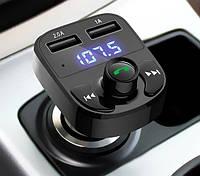 Автомобильный FM модулятор Car X8 bluetooth + 2 USB 2.0A/1.1A трансмиттер Черный Беспроводное подключение