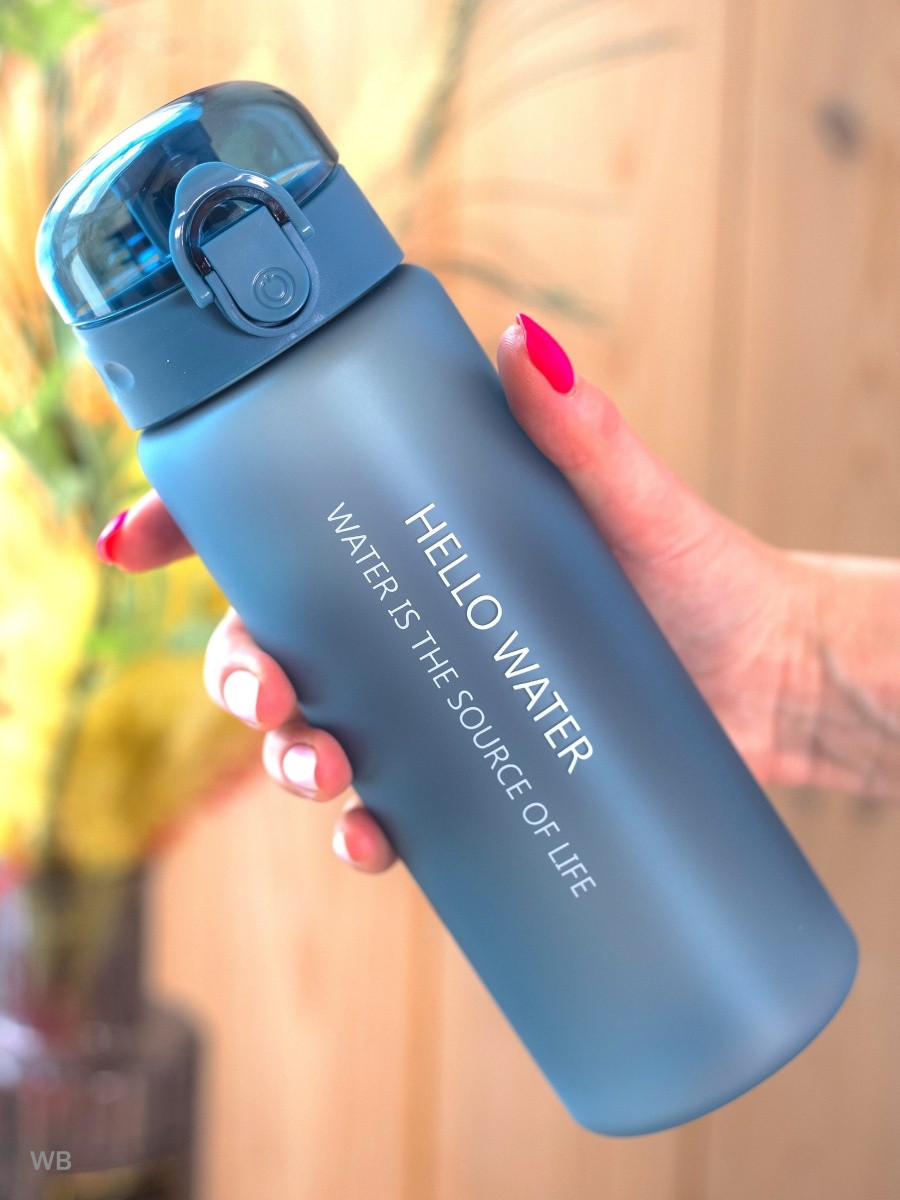 Спортивна пляшка для води з поїльником Hello Water 780 мл синій (LB-88594), фото 1