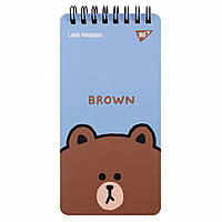 Блокнот 80х160 мм, 60 листов, двойная спираль Line Friends Brown (151763)