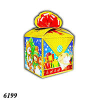 Новогодняя коробка Куб сине-желтый 800 гр (10шт)