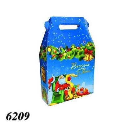 Новорічна коробка Будиночок синій 700 гр (10шт)