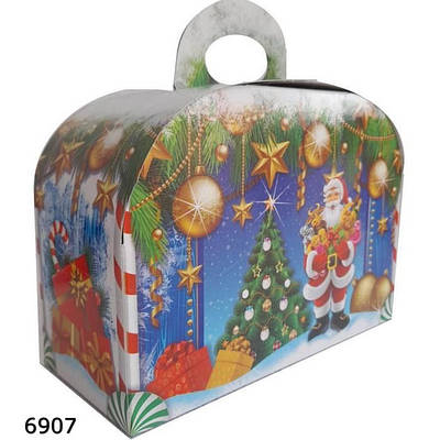 Новорічна коробка Заокруглена синя 900 гр (10шт)