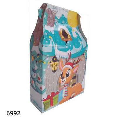 Новорічна коробка Будиночок з оленем 700 гр (10шт)