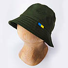 Панама чоловіча з прапором України 58-60 см, Хакі / Котонова панамка на літо, фото 4
