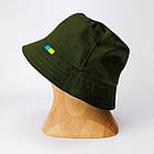 Панама чоловіча з прапором України 58-60 см, Хакі / Котонова панамка на літо, фото 3
