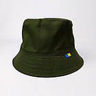 Панама чоловіча з прапором України 58-60 см, Хакі / Котонова панамка на літо, фото 7