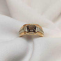 Золотий чоловічий перстень, золота печатка з цирконієм 642