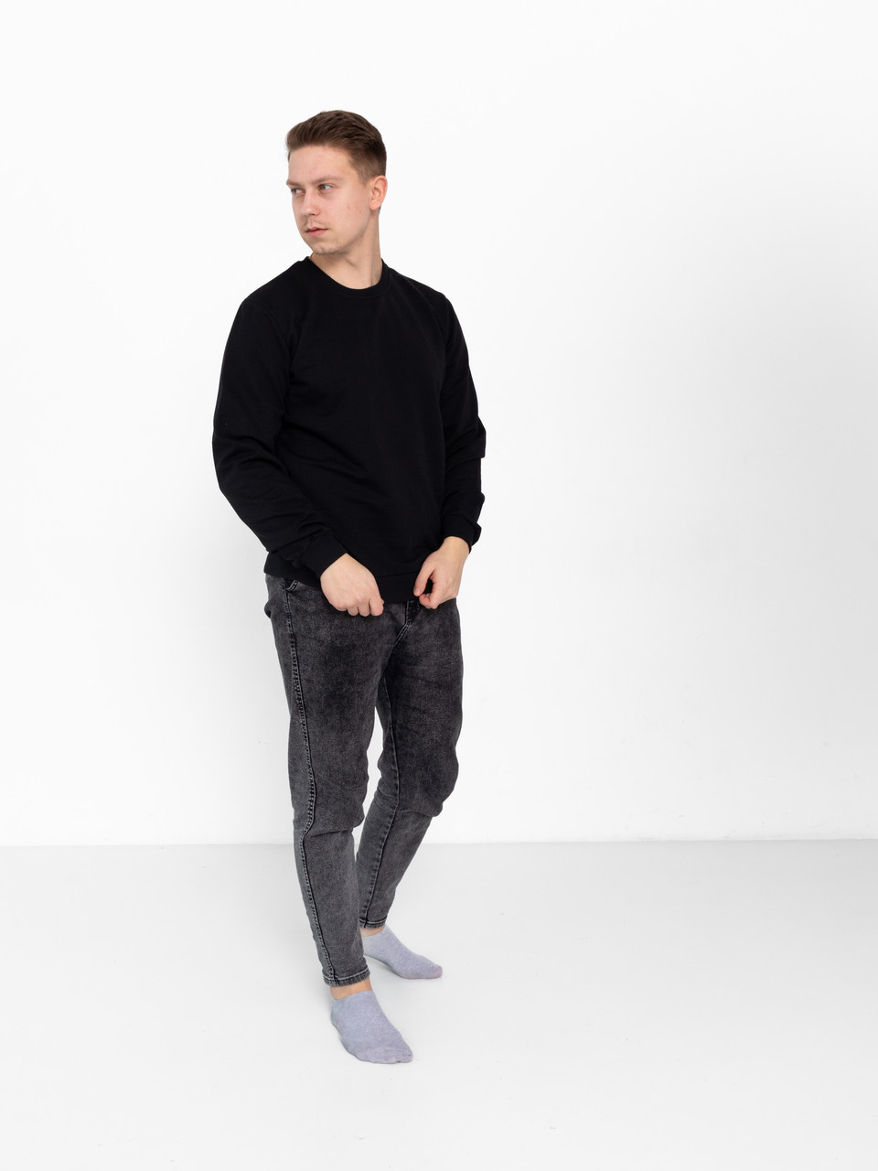 Світшот вільного силуету М Л ХЛ 2ХЛ двунитка ЧОРНИЙ, фото 1