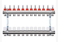 Колекторний блок з витратомірами 1"x3/4 12 виходів з євроконусом ТМ Zegor || QS-18121