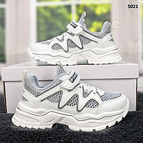 Кросівки для дівчинки С.Луч білі з сірою сіткою на об'ємній підошві 5021, фото 3