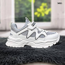 Кросівки для дівчинки С.Луч білі з сірою сіткою на об'ємній підошві 5021, фото 2