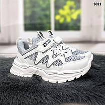 Кросівки для дівчинки С.Луч білі з сірою сіткою на об'ємній підошві 5021, фото 4