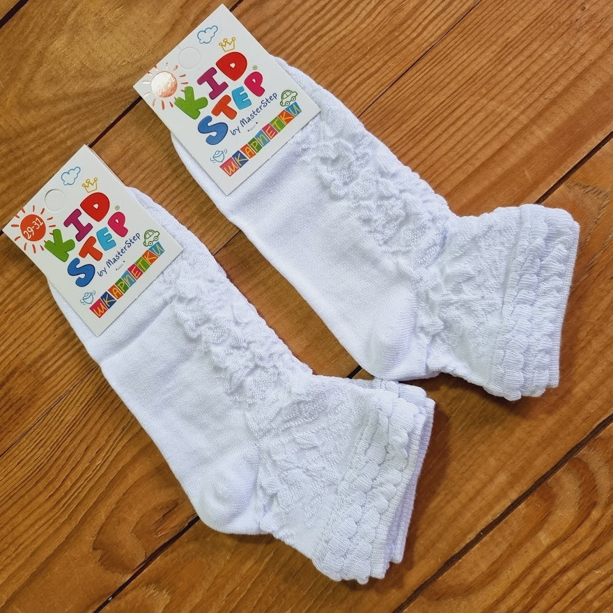 Шкарпетки для дівчинки "Ажур", розмір 18-20/7-8 років, колір білий