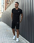 Чоловічий літній костюм Reebok Футболка + Шорти + Барсетка в подарунок чорний комплект Рибок, фото 8
