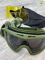 Тактические очки маска защитная Oliva Военные защитные очки-маска для стрельбы со сменным стеклом (арт. 12562)