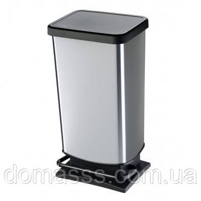Відро для сміття Rotho Paso 40 л (17541) з педаллю, сріблястий, фото 1