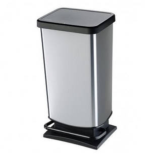Відро для сміття Rotho Paso 40 л (17541) з педаллю, сріблястий