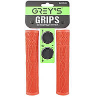 Гріпси на велосипед Greys ручки на кермо силіконові червоного кольору з заглушками керма (GR17610)