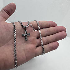 Комплект Срібний хрестик підвіс + Ланцюжок срібло хрест ланцюг, фото 3