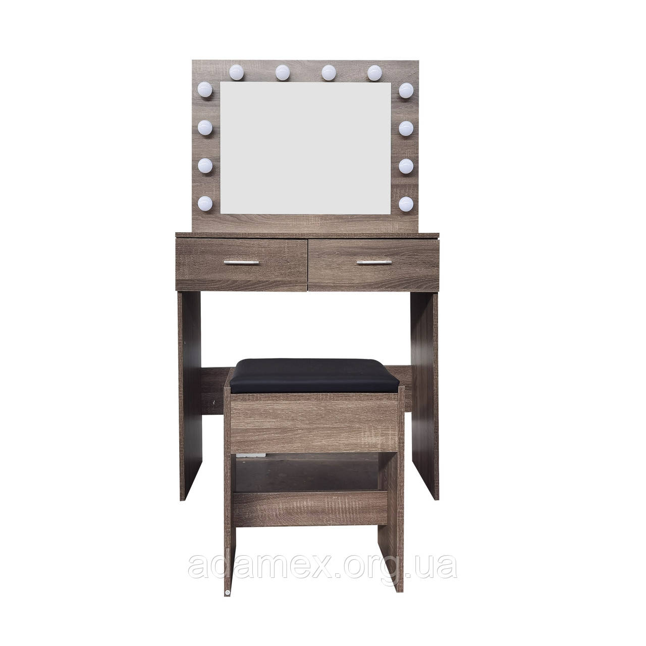 Туалетний столик + табурет з підсвіткою AVKO ADT3 Grey Walnut