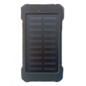 Power Bank Solar 10000 mAh із сонячною панеллю та ліхтариком (Black) | Портативний зарядний пристрій