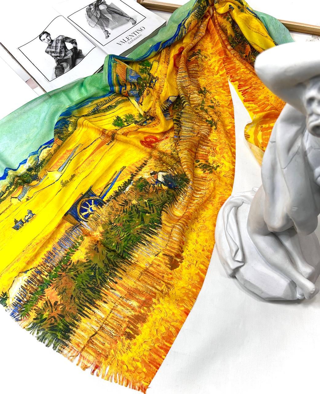 Легкий шарф Картина репродукція Врожай Ван Гог  180*70 см віскоза