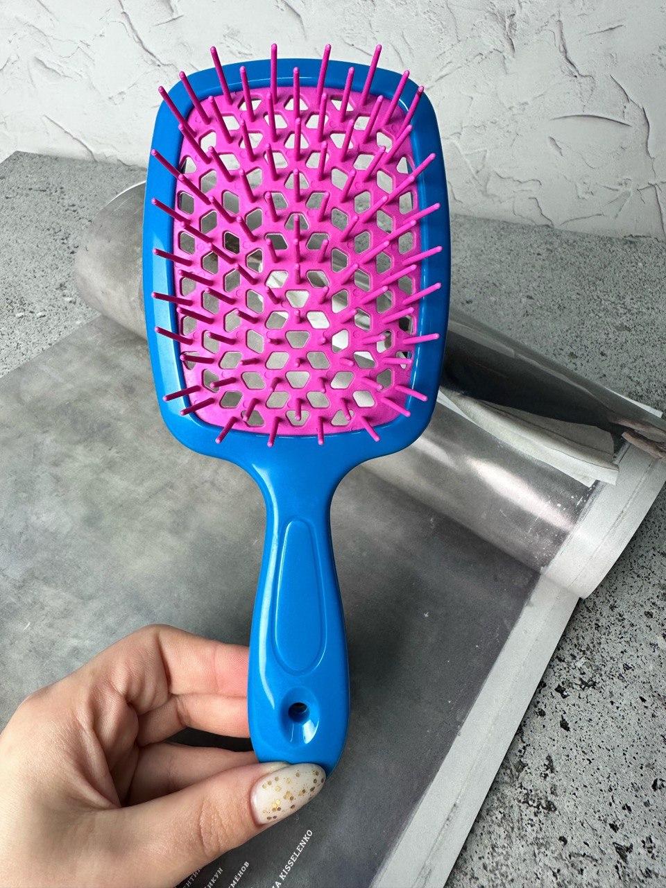 Гребінець для волосся синій з малиновим "Super Brush" в пакеті, фото 1