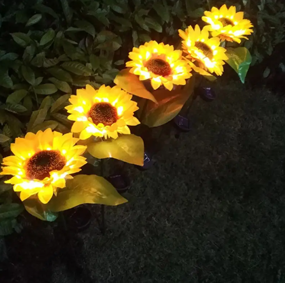 Вуличний ліхтар на сонячній батареї у вигляді соняшника 720мм, фото 1