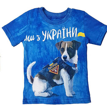 Футболка на хлопчика підлітка з символікою "Парон" синя 140-164