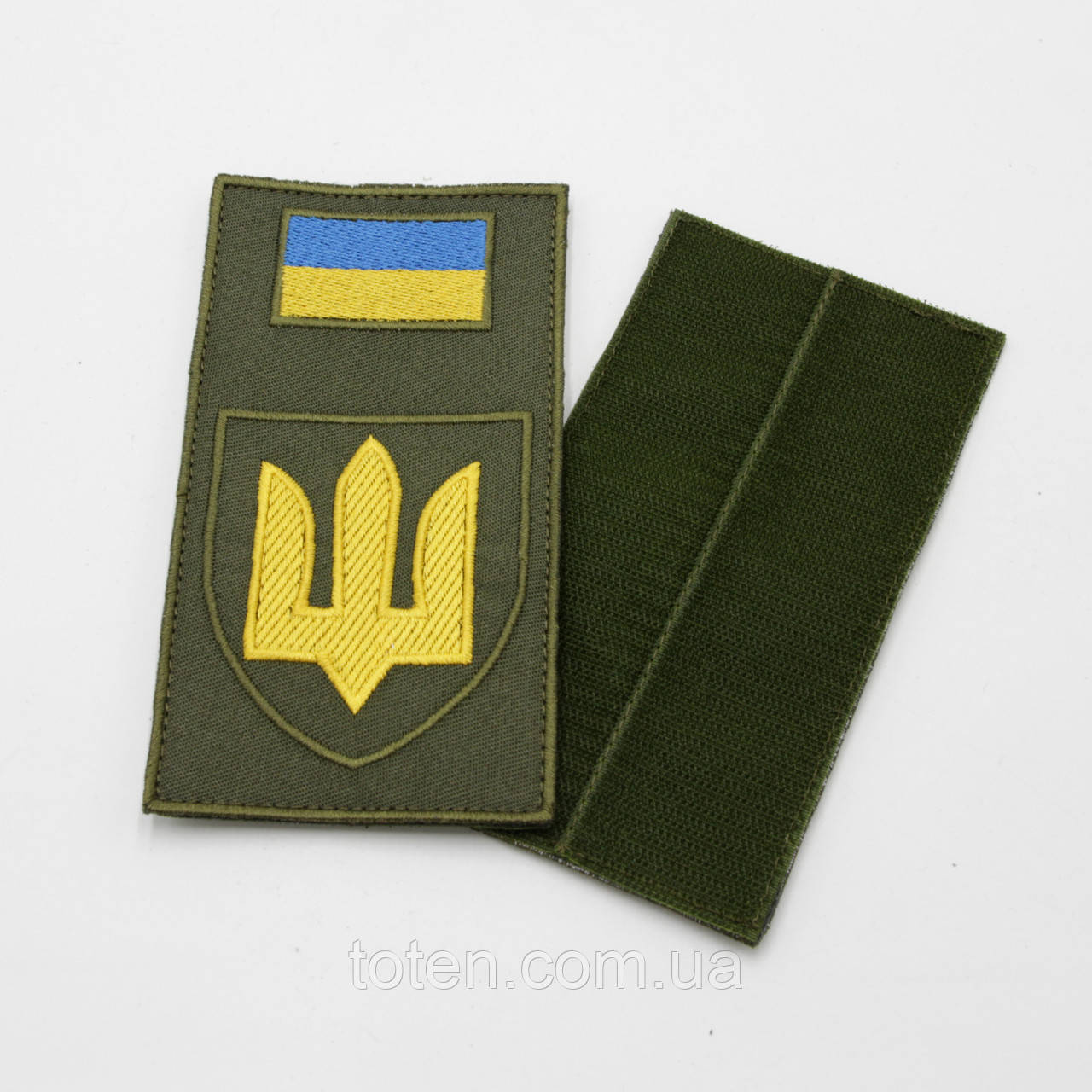 Заглушка шеврон Герб України, нашивка-патч прапор, жовтий Тризуб ЗСУ, вишитий Шеврон-заглушка олива