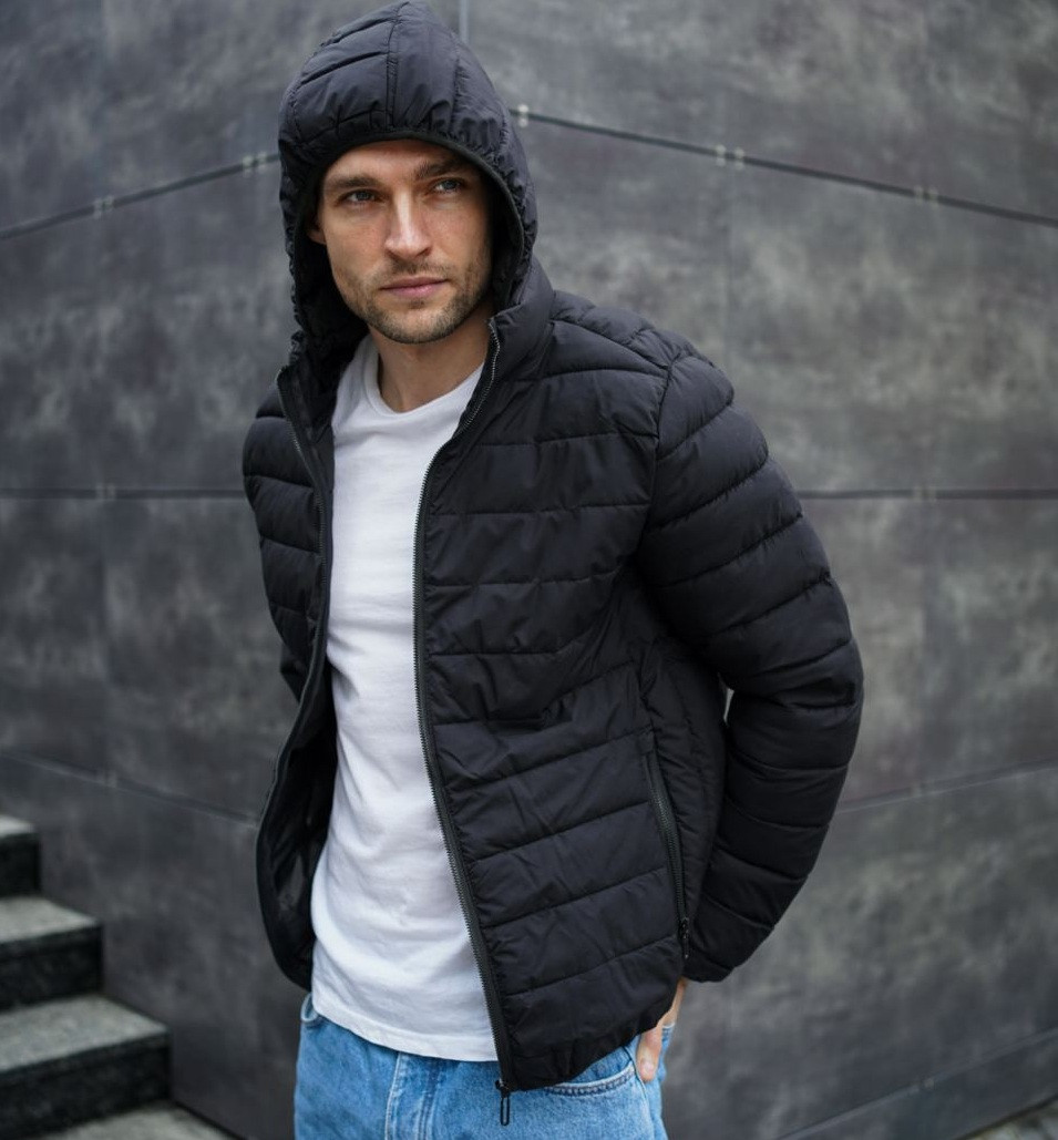 Куртка чоловіча осінь-весна демісезонна Туреччина чорна весняна. Живе фото, фото 1