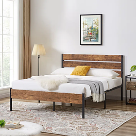Ліжко двоспальне "Естетік" з натурального дерева та металу