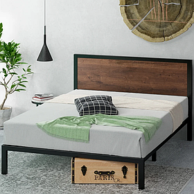 Ліжко двоспальне "Фаріна" з натурального дерева та металу