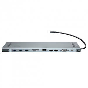 USB-хаб Baseus Enjoyment Type-C (PD/HDMI*2/VGA/RJ45/SD/TF/USB*3/Adapter) (Уценка, мятая упаковка), фото 1