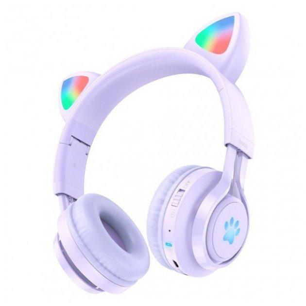 Навушники Bluetooth Hoco W39 Cat ear kids BT ( обмежена гучність 85 дБ ) Blue ( Уцінка, розкрита уп