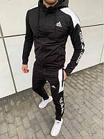 Мужской спортивный костюм черный Адидас , Мужской спортивный костюм для прогулок трикотаж