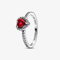 Серебряное кольцо Pandora "Красное сердце" 162226C01
