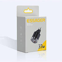 Ультрамалий блок живлення для швидкого заряджання будь-якого ґаджета Essager 33W GaN III PD USB-C+USB-зарядка